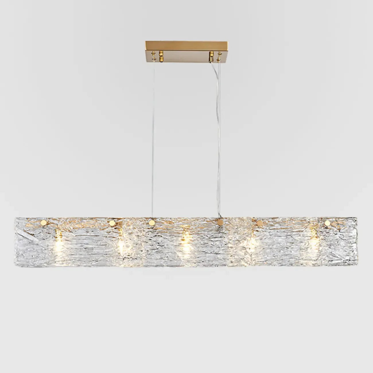 Modern Gold Glass Rectangle Island Pendant Light for Kitchen