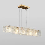 Modern Gold Glass Rectangle Island Pendant Light for Kitchen