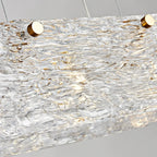 Modern Gold Glass Rectangle Island Pendant Light for Kitchen