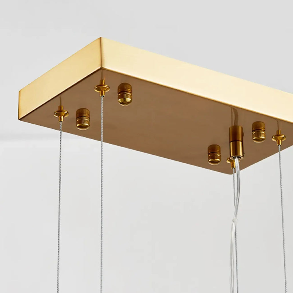 Modern Gold Glass Rectangle Island Pendant Light for Kitchen