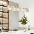 Modern Gold Glass Rectangle Island Pendant Light for Kitchen