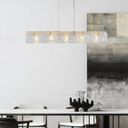 Modern Gold Glass Rectangle Island Pendant Light for Kitchen