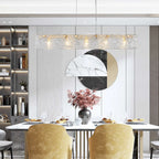 Modern Gold Glass Rectangle Island Pendant Light for Kitchen