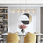 Modern Gold Glass Rectangle Island Pendant Light for Kitchen