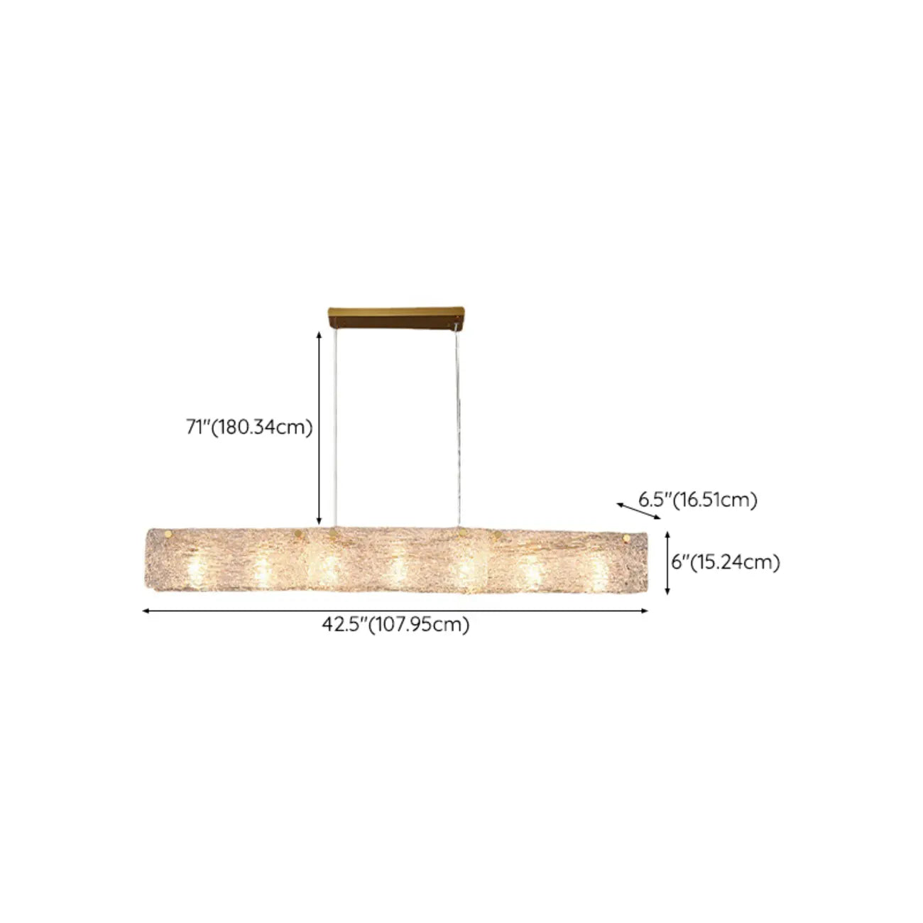 Modern Gold Glass Rectangle Island Pendant Light for Kitchen