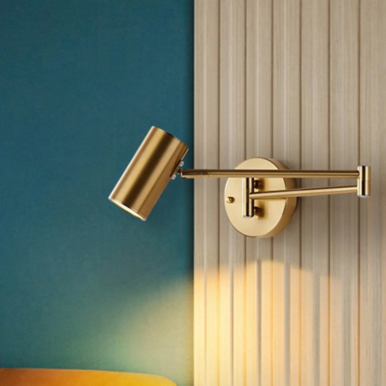 Modern Bedside Swing Arm Wall Light with Iron Shade