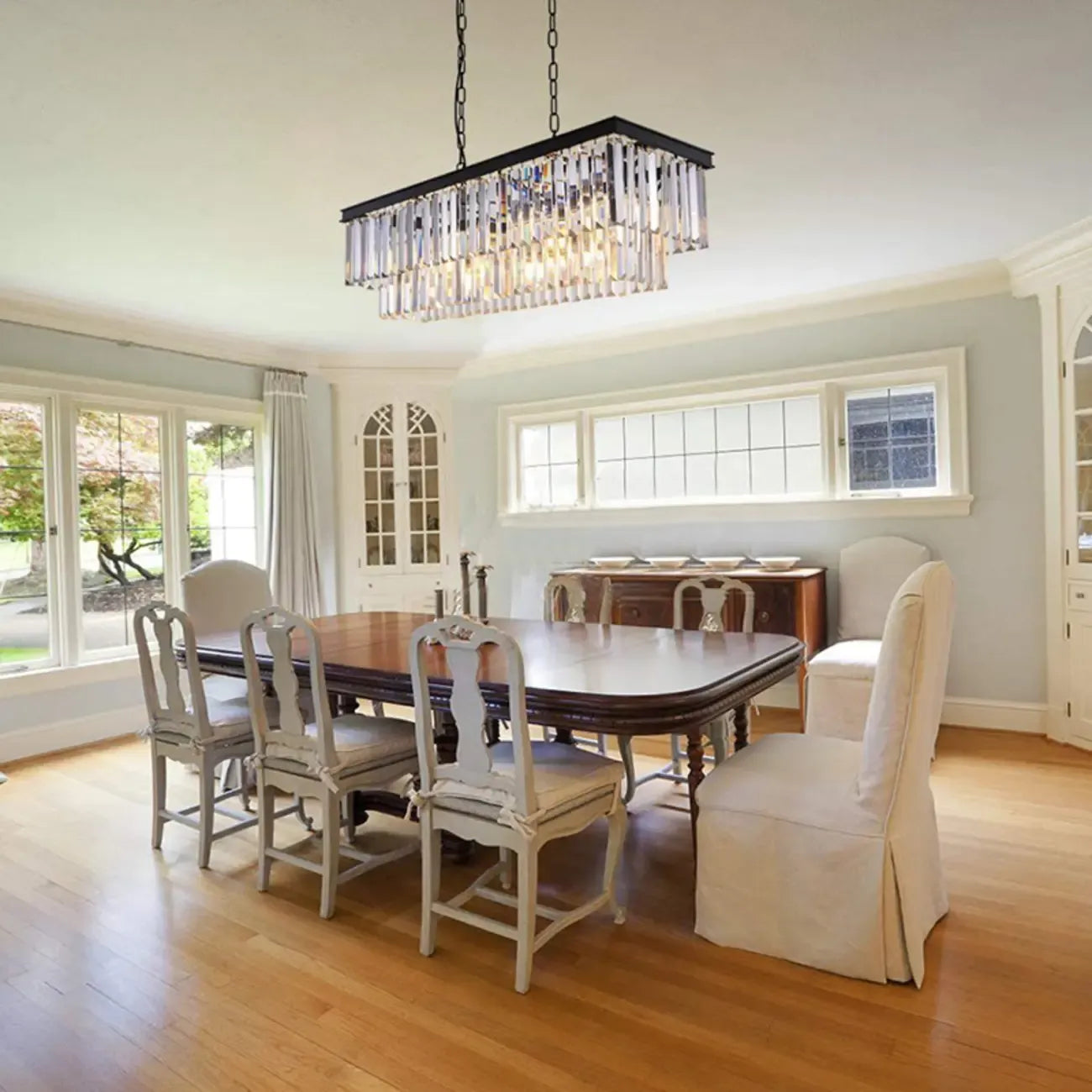 Modern 2-Tier Crystal Island Pendant Lighting for Kitchen