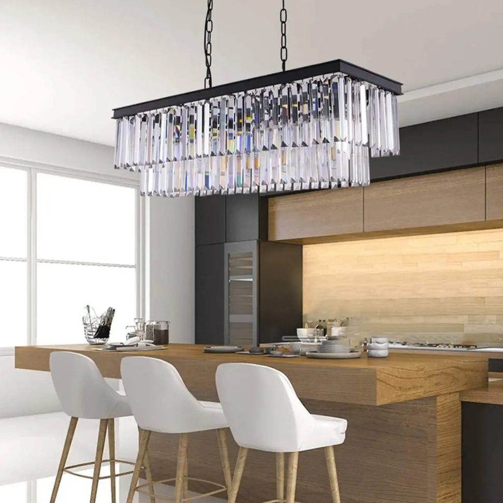Modern 2-Tier Crystal Island Pendant Lighting for Kitchen