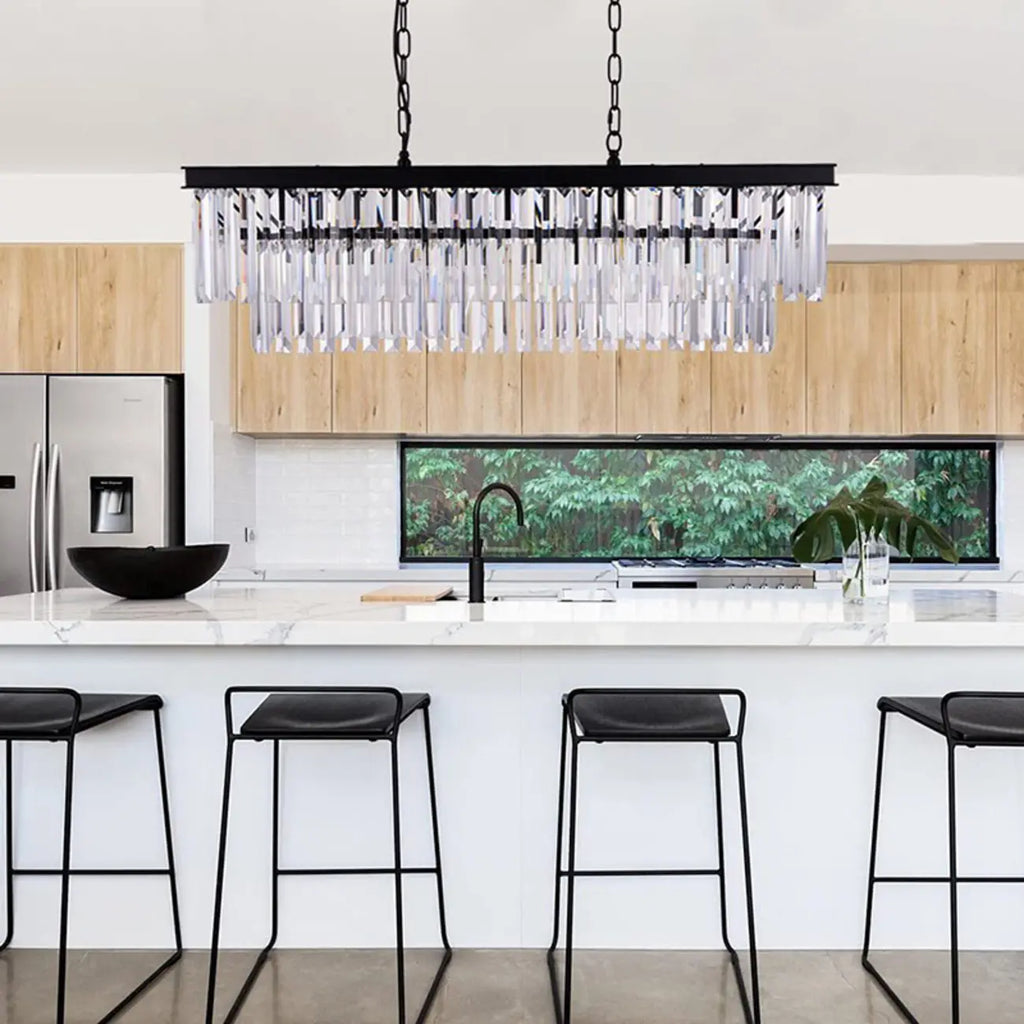 Modern 2-Tier Crystal Island Pendant Lighting for Kitchen