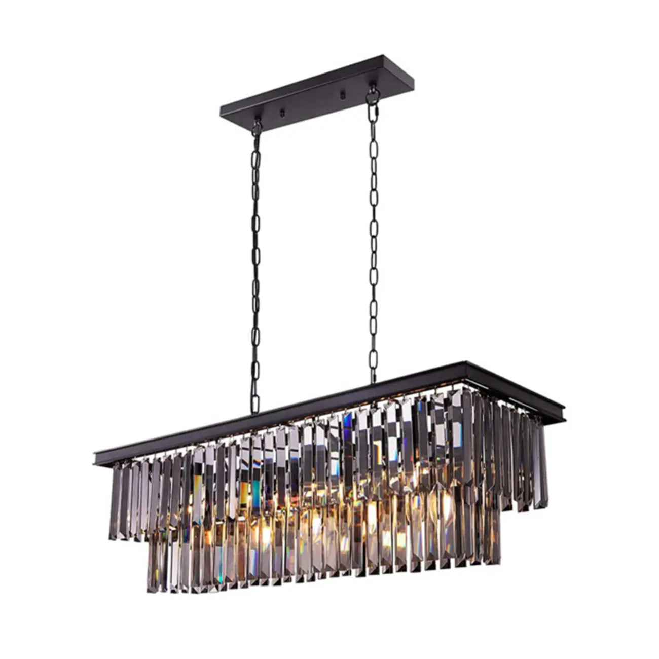 Modern 2-Tier Crystal Island Pendant Lighting for Kitchen