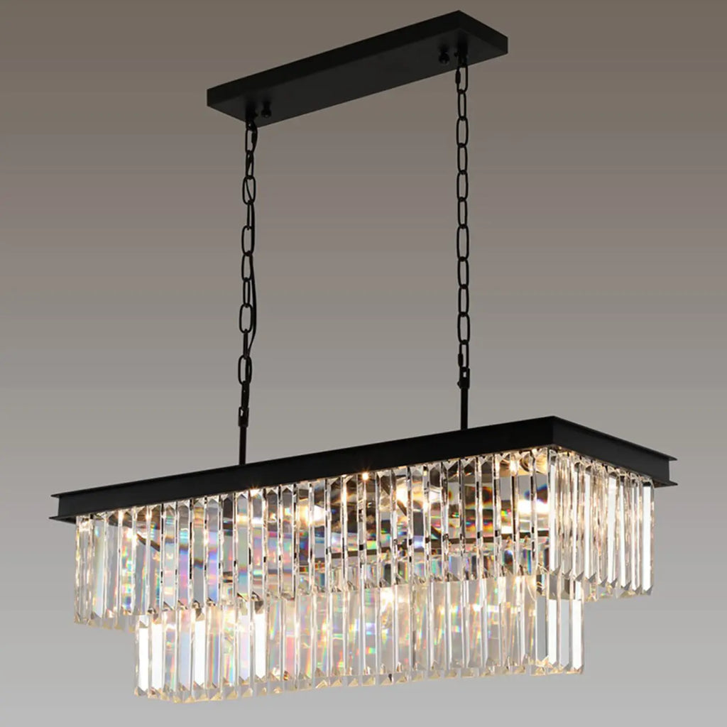 Modern 2-Tier Crystal Island Pendant Lighting for Kitchen