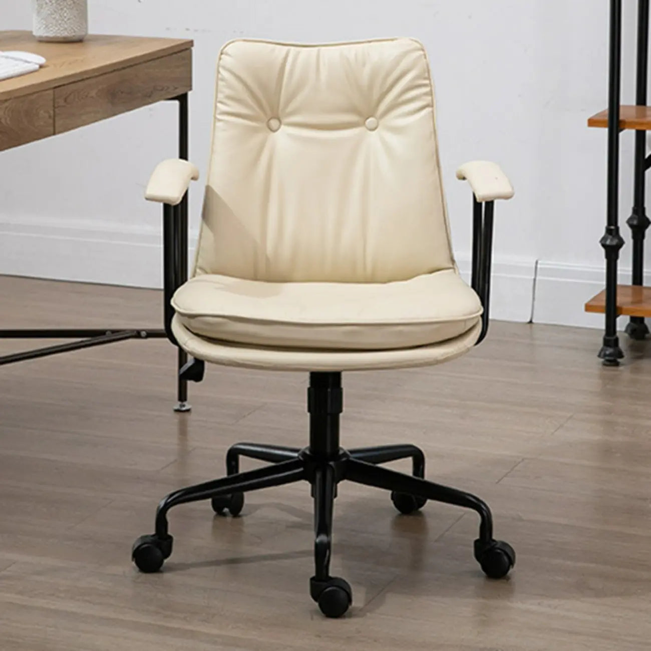 Modern Army Green Leather Adjustable Swivel Office Chair