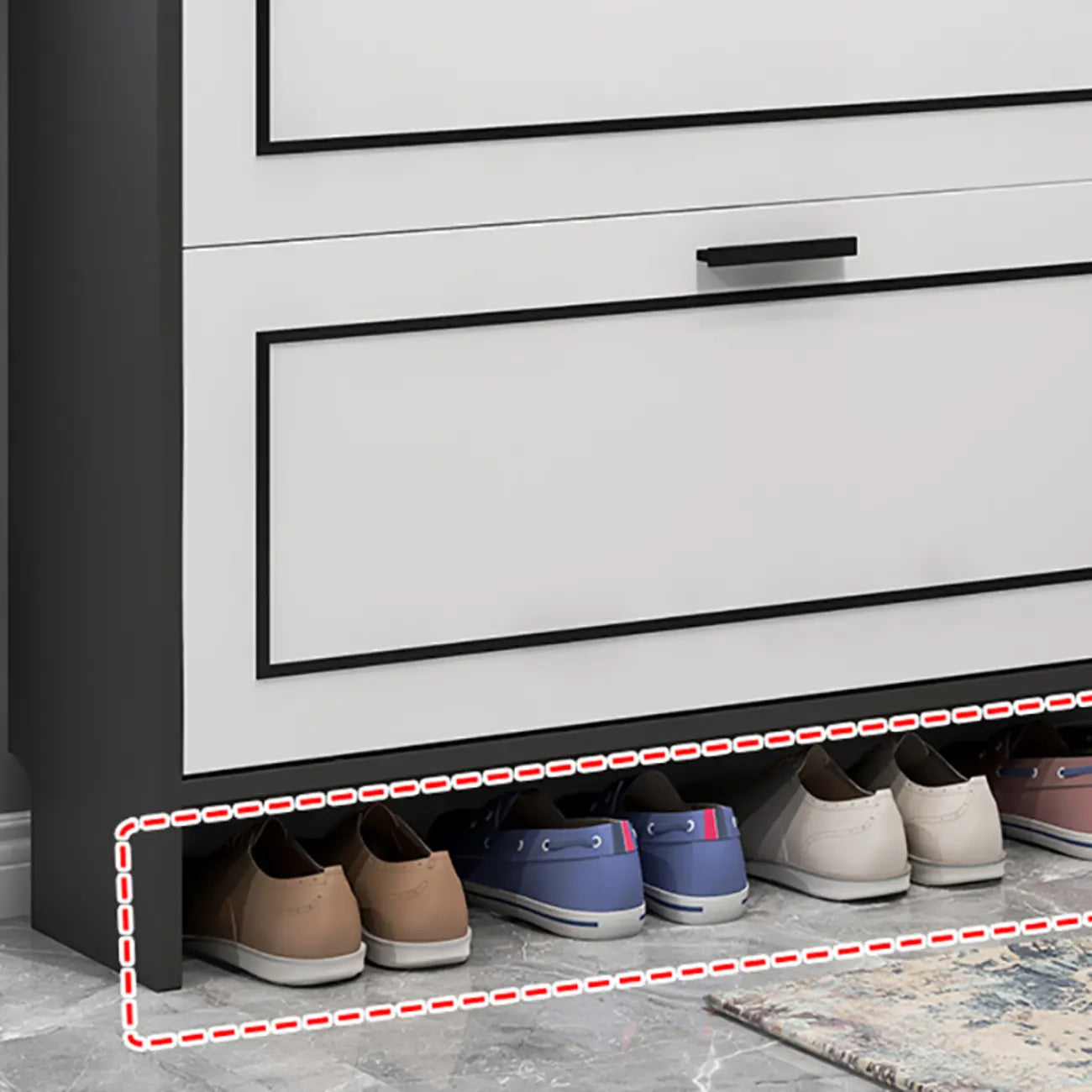 3-Tier Black Drop-Front Entryway Shoe Storage Cabinet