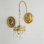 Luxurious Antique Brass Vintage Hanging Wall Lamp with Crystal