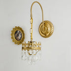 Luxurious Antique Brass Vintage Hanging Wall Lamp with Crystal