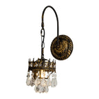 Luxurious Antique Brass Vintage Hanging Wall Lamp with Crystal