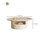 White Round Modern Wood Coffee Table with Storage