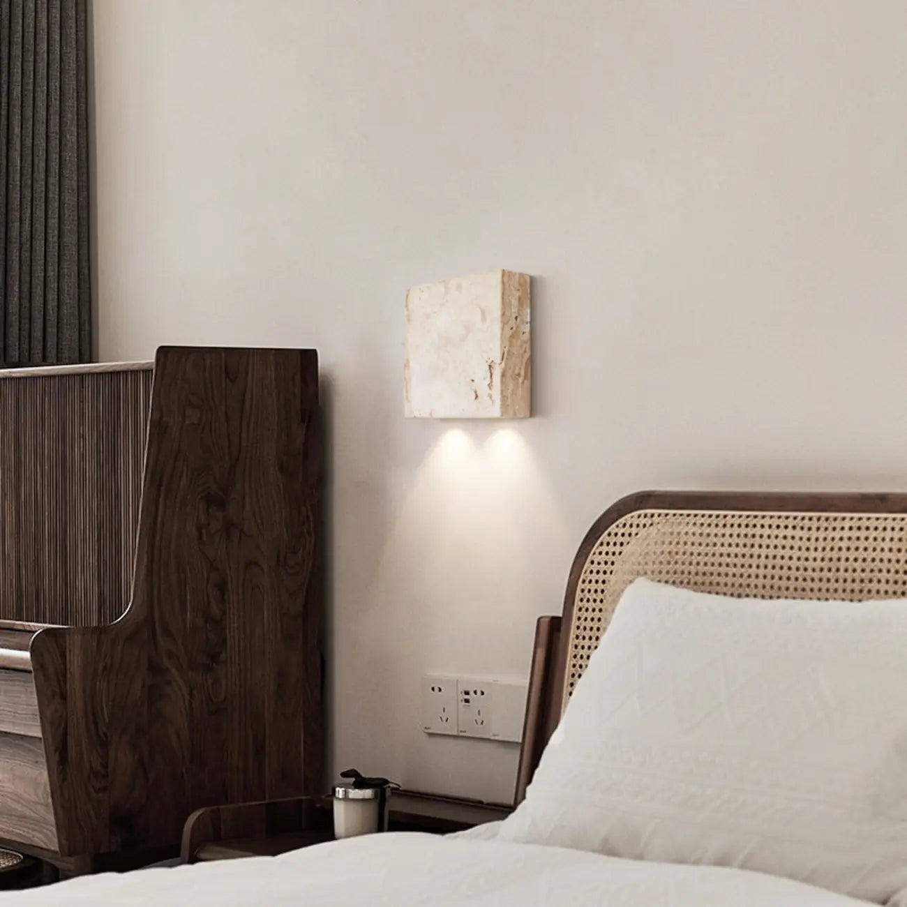Modern Beige Stone Warm Light Wall Sconce