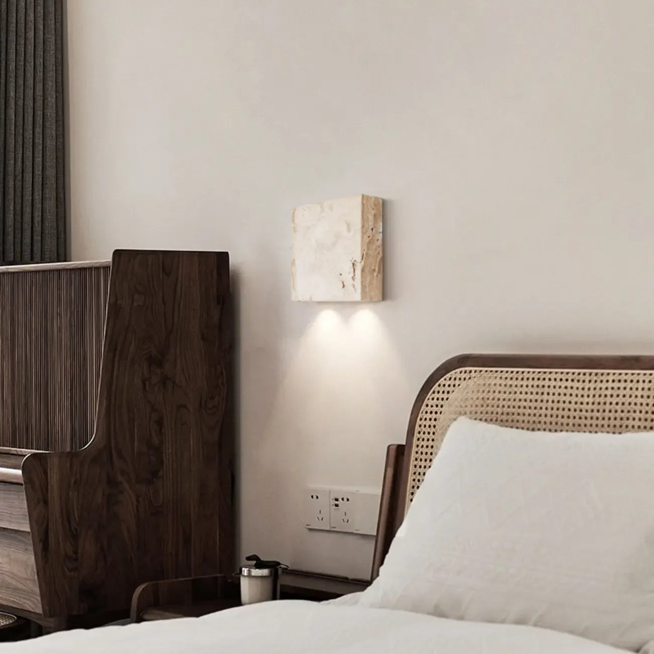 Modern Beige Stone Warm Light Wall Sconce