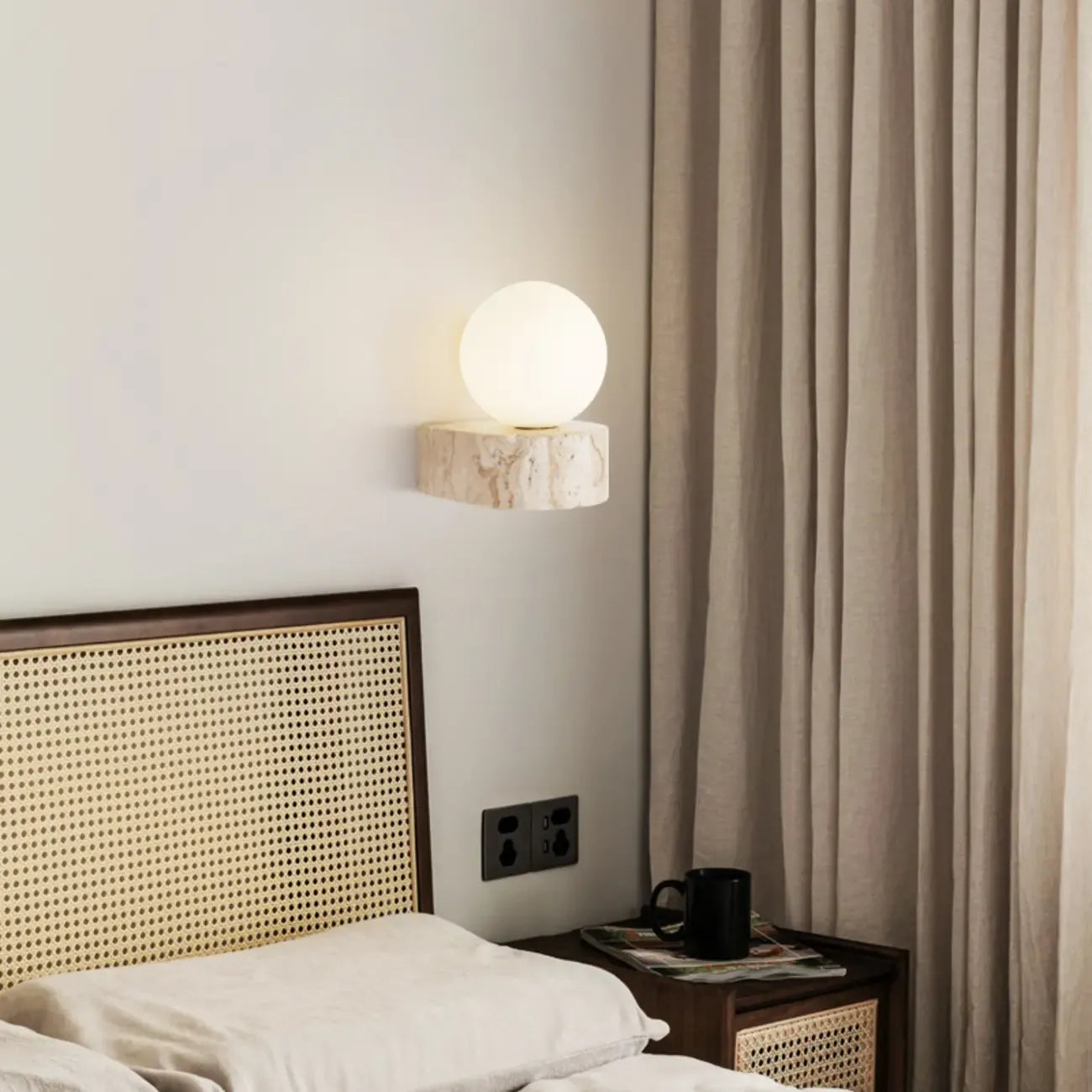 Modern Beige Stone Warm Light Wall Sconce
