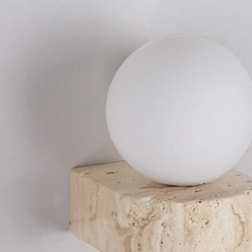 Modern Beige Stone Warm Light Wall Sconce