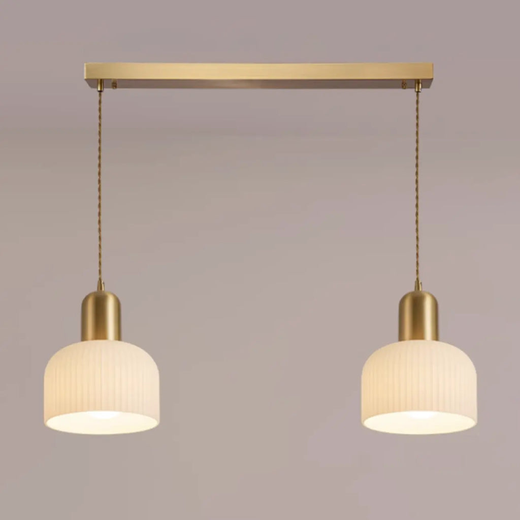 Modern Gold White Cylinder Glass Island Light