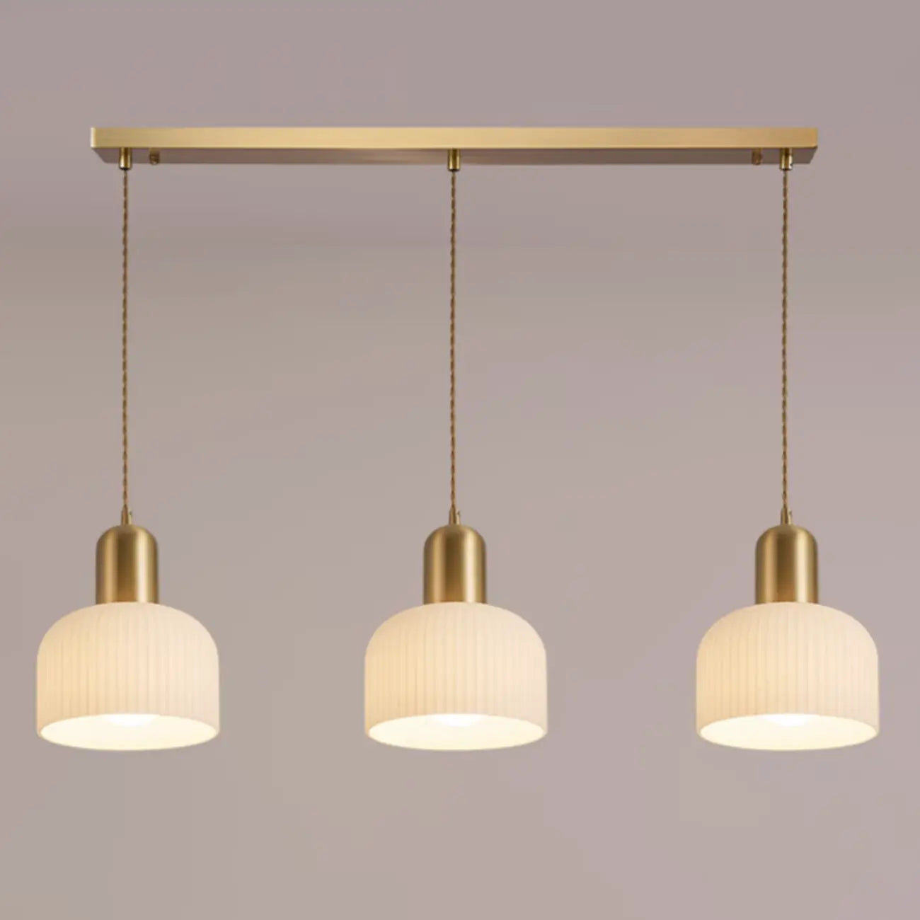 Modern Gold White Cylinder Glass Island Light