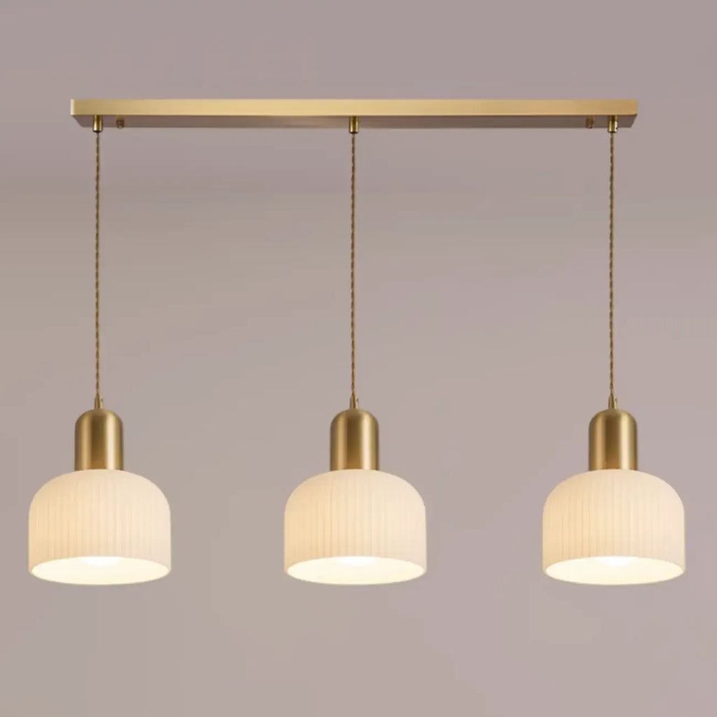 Modern Gold White Cylinder Glass Island Light