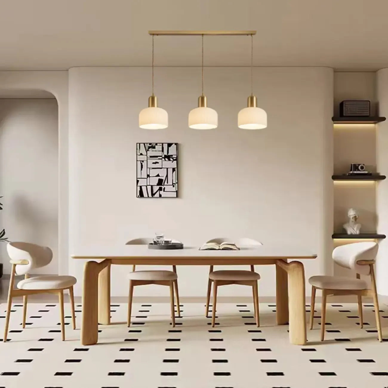 Modern Gold White Cylinder Glass Island Light