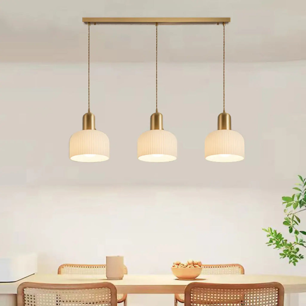Modern Gold White Cylinder Glass Island Light