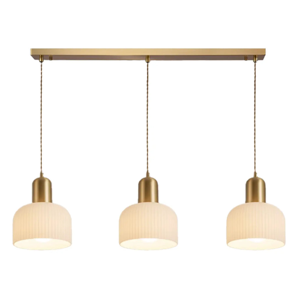 Modern Gold White Cylinder Glass Island Light