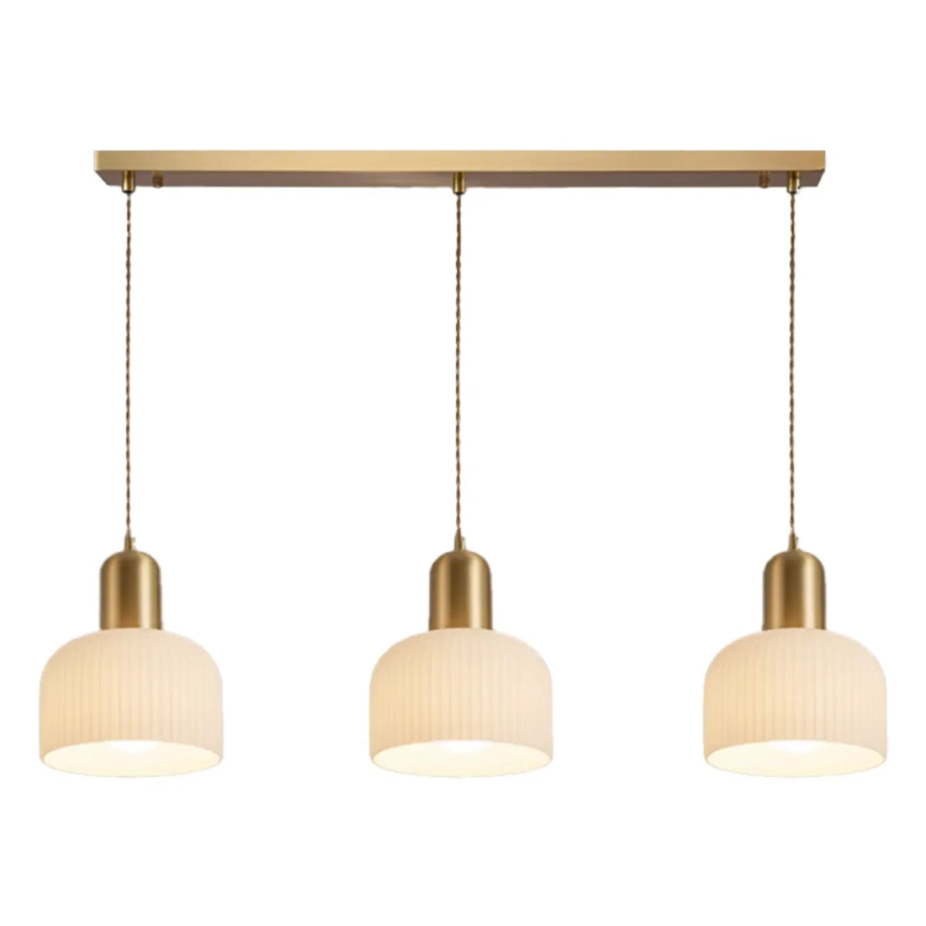 Modern Gold White Cylinder Glass Island Light