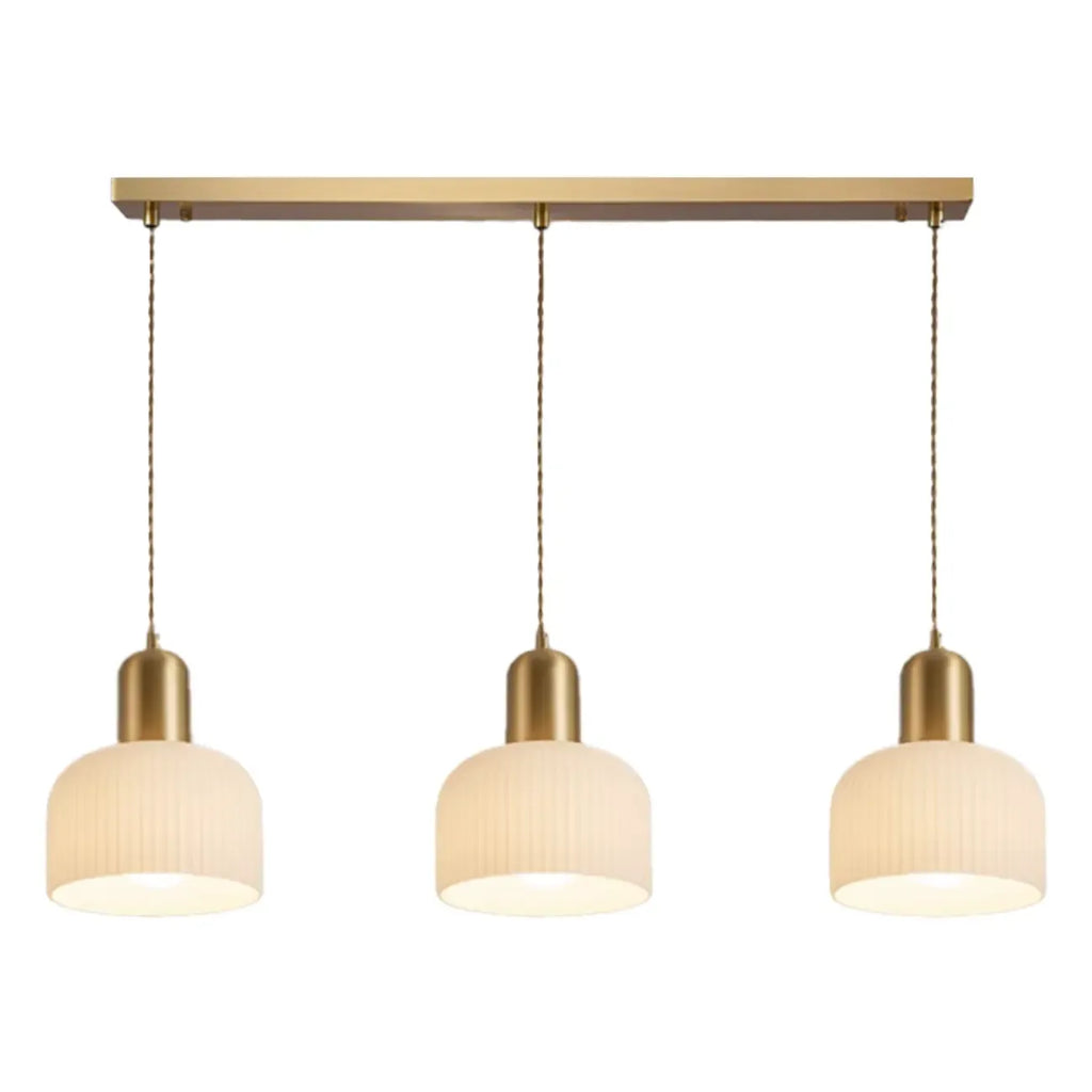 Modern Gold White Cylinder Glass Island Light