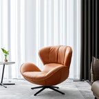 Modern Faux Leather Orange Swivel Barrel Chair