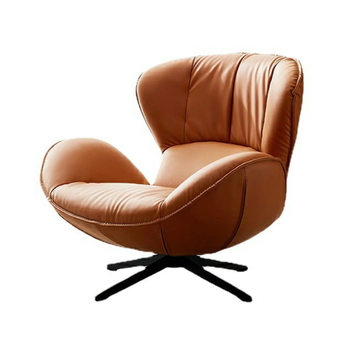 Modern Faux Leather Orange Swivel Barrel Chair