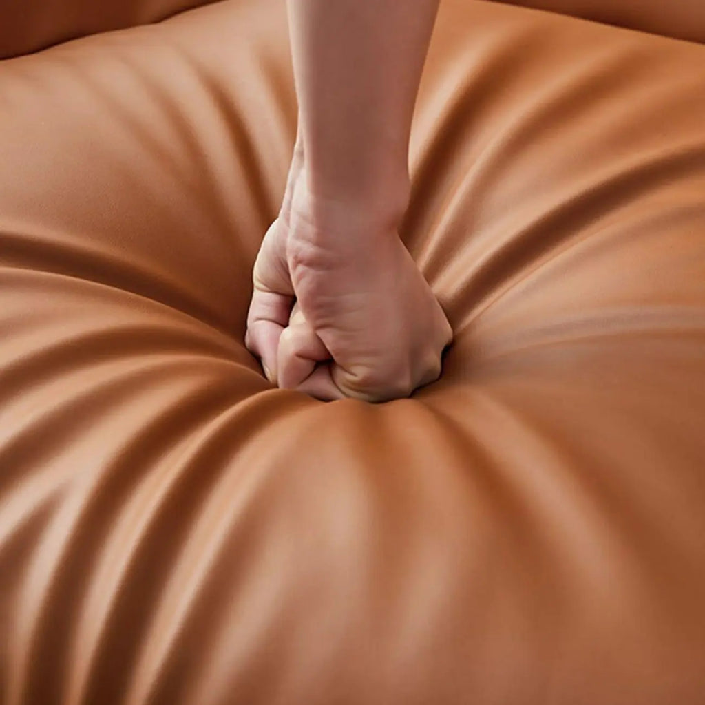 Modern Faux Leather Orange Swivel Barrel Chair
