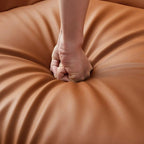 Modern Faux Leather Orange Swivel Barrel Chair