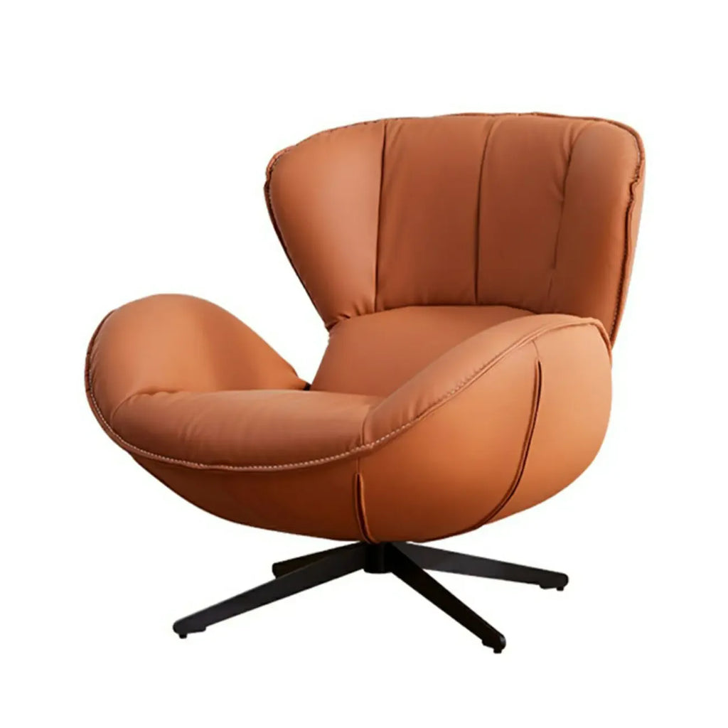 Modern Faux Leather Orange Swivel Barrel Chair