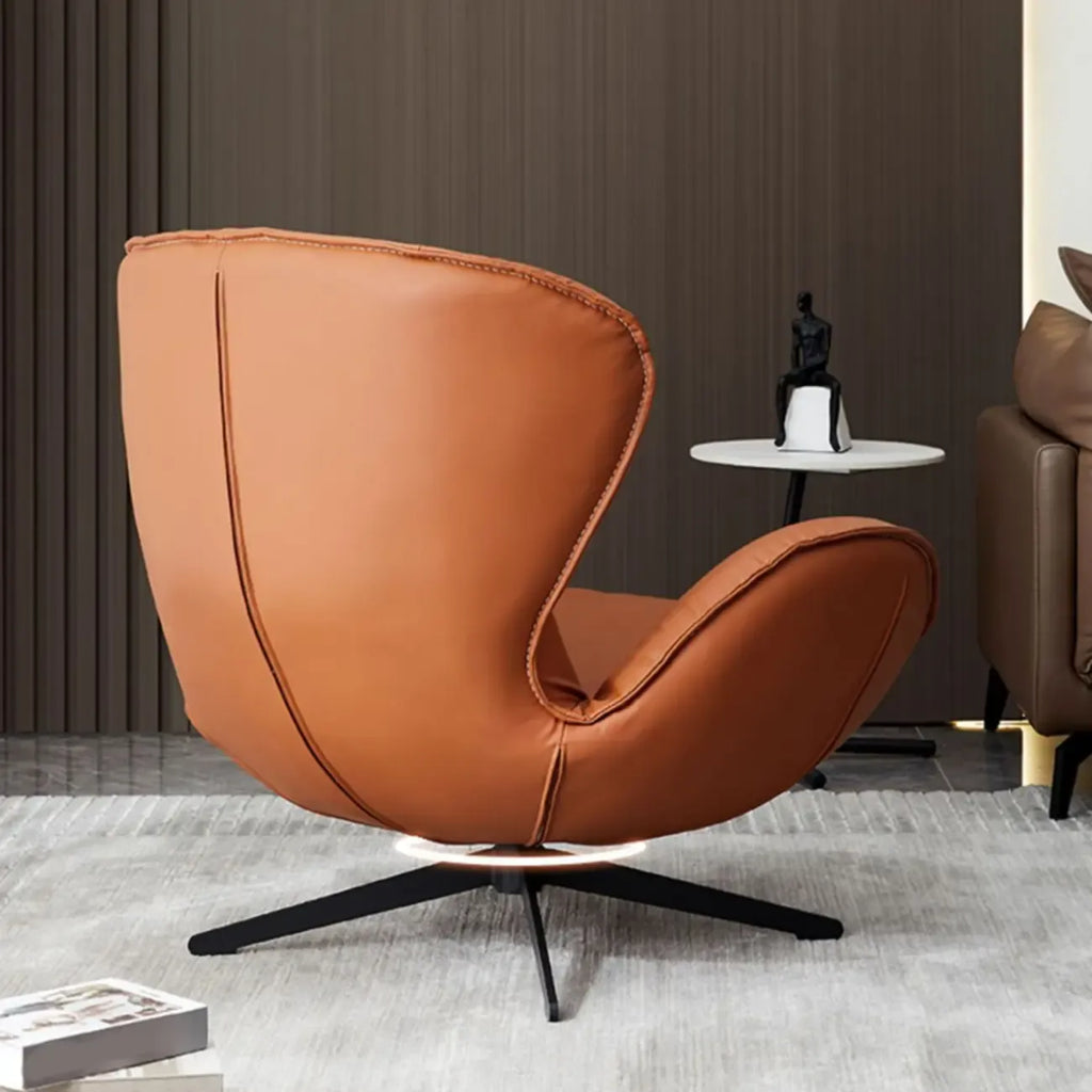 Modern Faux Leather Orange Swivel Barrel Chair