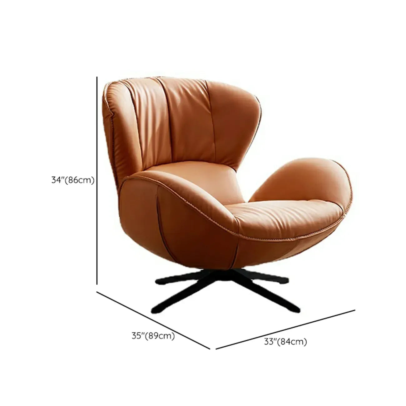 Modern Faux Leather Orange Swivel Barrel Chair
