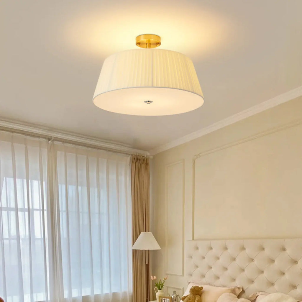 Geometric Fabric Semi Flush LED Ceiling Light for Bedroom