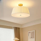 Geometric Fabric Semi Flush LED Ceiling Light for Bedroom