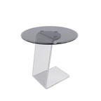 Classic Glass Round End Table with Acrylic Base for Living Room
