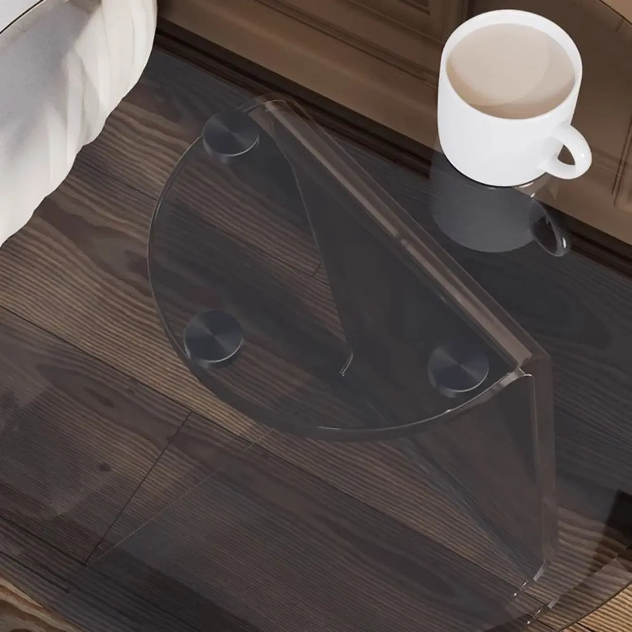 Classic Glass Round End Table with Acrylic Base for Living Room