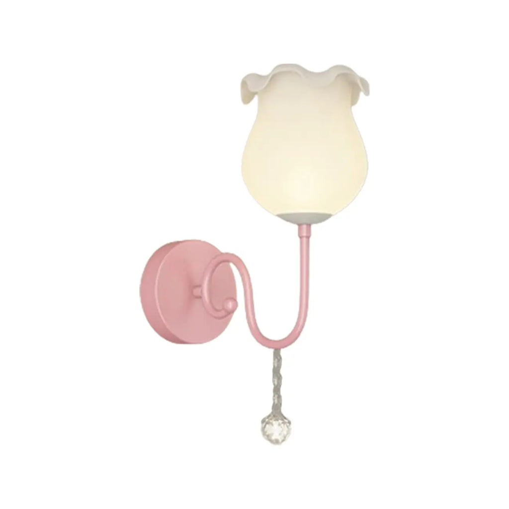 Romantic White Glass Floral Wall Sconce