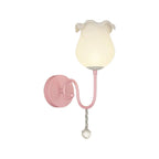 Romantic White Glass Floral Wall Sconce
