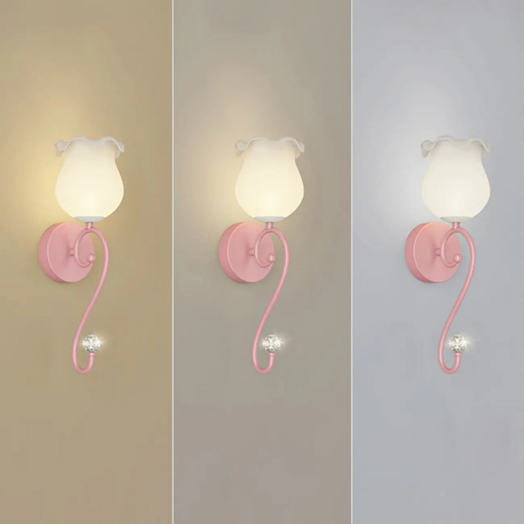 Romantic White Glass Floral Wall Sconce