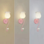 Romantic White Glass Floral Wall Sconce