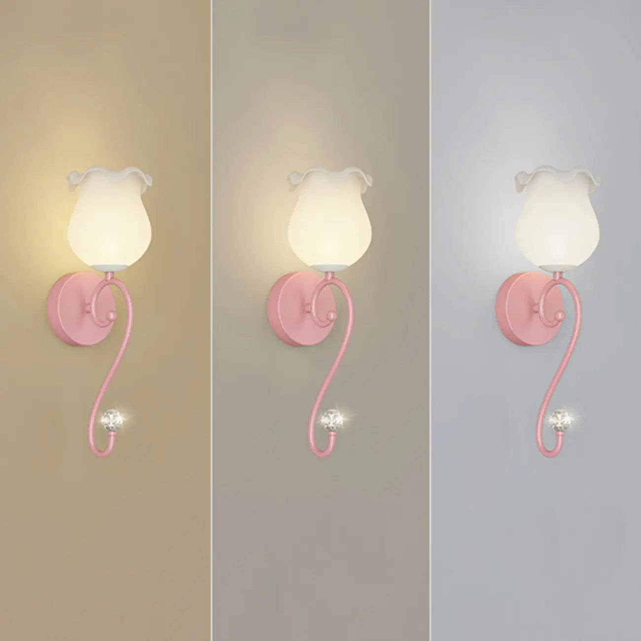 Romantic White Glass Floral Wall Sconce
