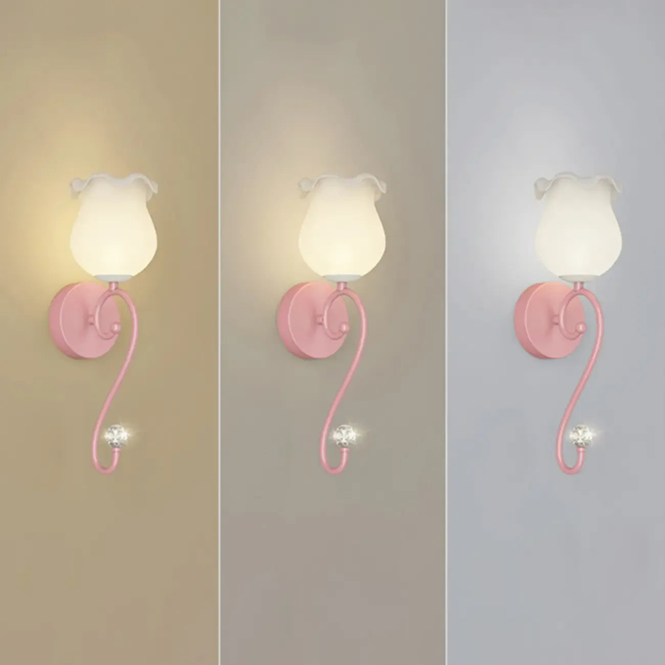 Romantic White Glass Floral Wall Sconce